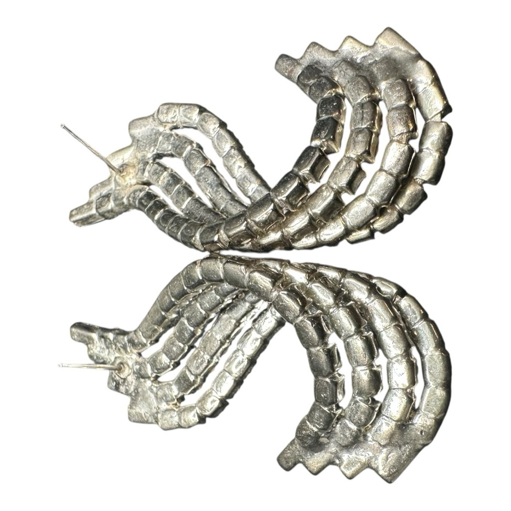 Vintage Art Deco Revival Wing Twist Earrings Old Hollywood Glam Rhinestone Posts - Picture 4 of 15